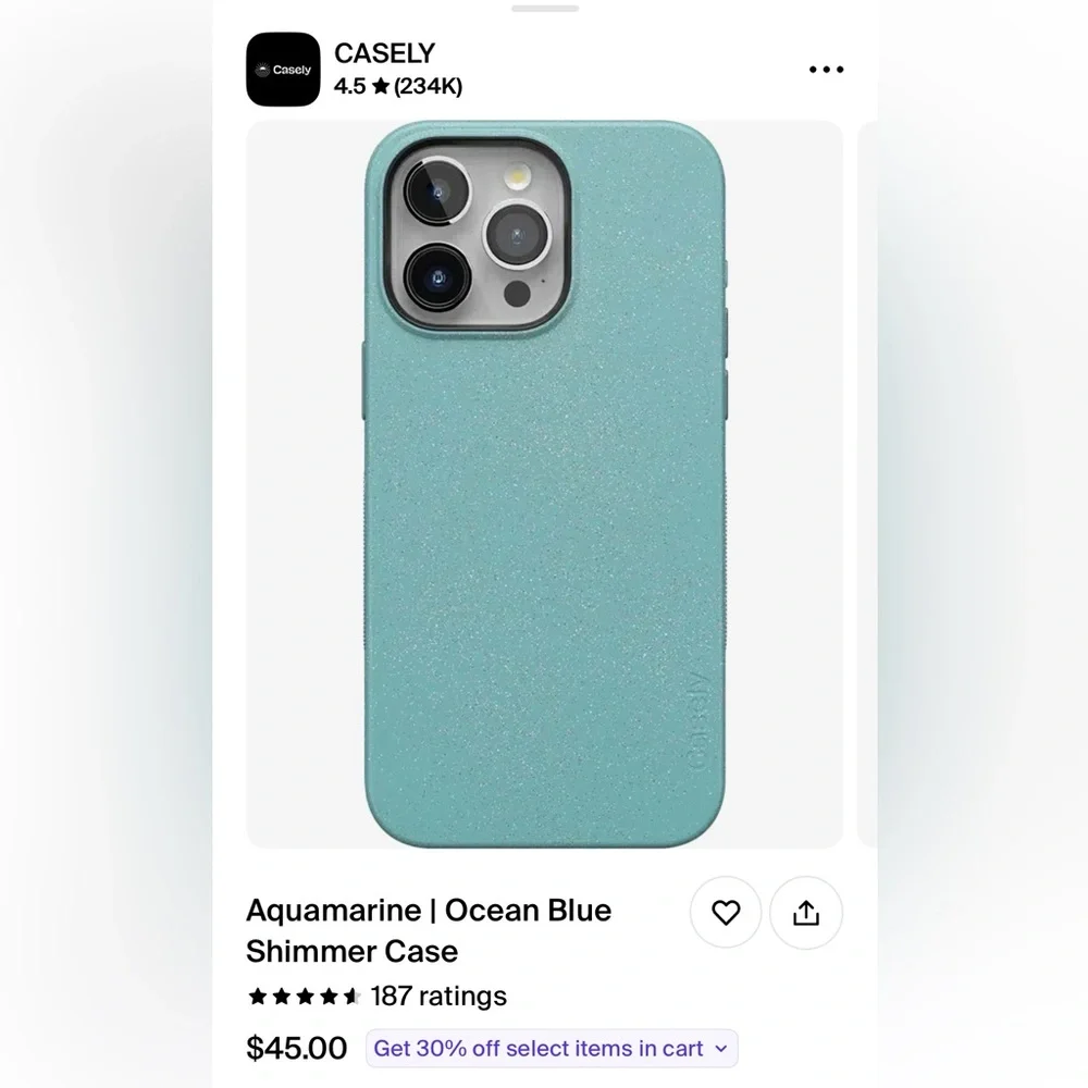 IPhone 15 Pro Case - Aqua Blue - NEW